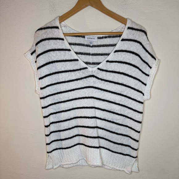 Evereve Stevie Pullover Black White Knit Size Small - Picture 2 of 9